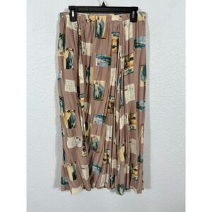 Vintage Chava Skirt Womens Large Hawaiian Postcards Maxi Rayon Multicolor